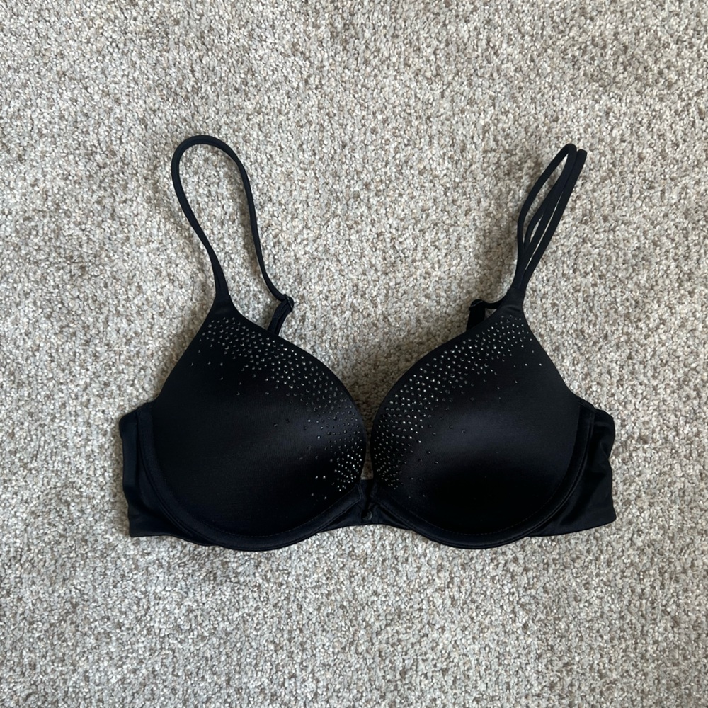 Victoria's Secret Black Sequin Push Up Bra